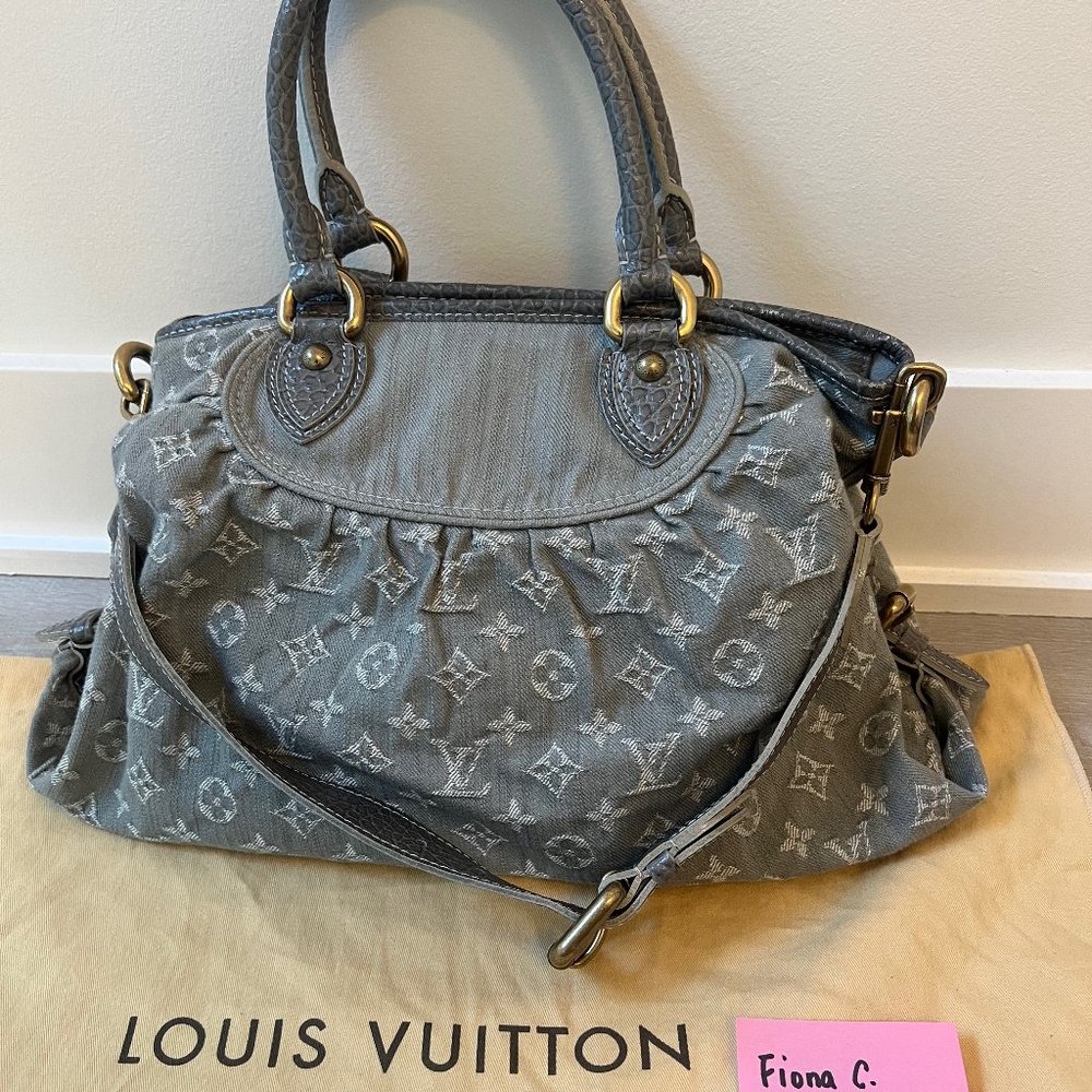 Louis Vuitton Limited Edition Grey Monogram Denim Neo Cabby MM Bag